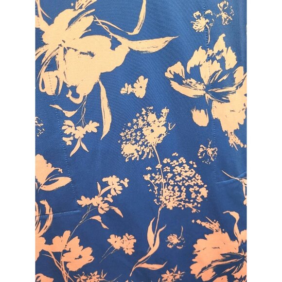 J Jill Fit Zip Scoop Neck Racer Back Dress Stretch Sleeveless Blue Floral 2X - Picture 3 of 6